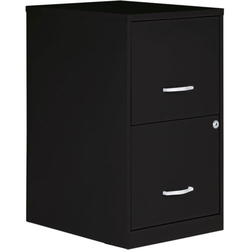 2-Drawer Locking Filing Cabinet – Steel Office File Storage for Letter-Size Documents (Black)