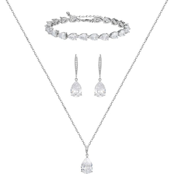 3-Piece Formal Jewelry Set with Teardrop and Marquise-Cut Stones