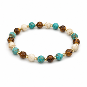 Boho Beaded Stretch Bracelet with Polished Accent Beads (Single Piece)